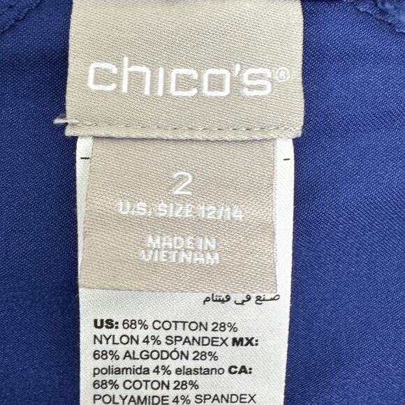 Chico's Womens Long Sleeve Shirt Jacket Size L Polka Dot Casual Travel Blue - Picture 2 of 5